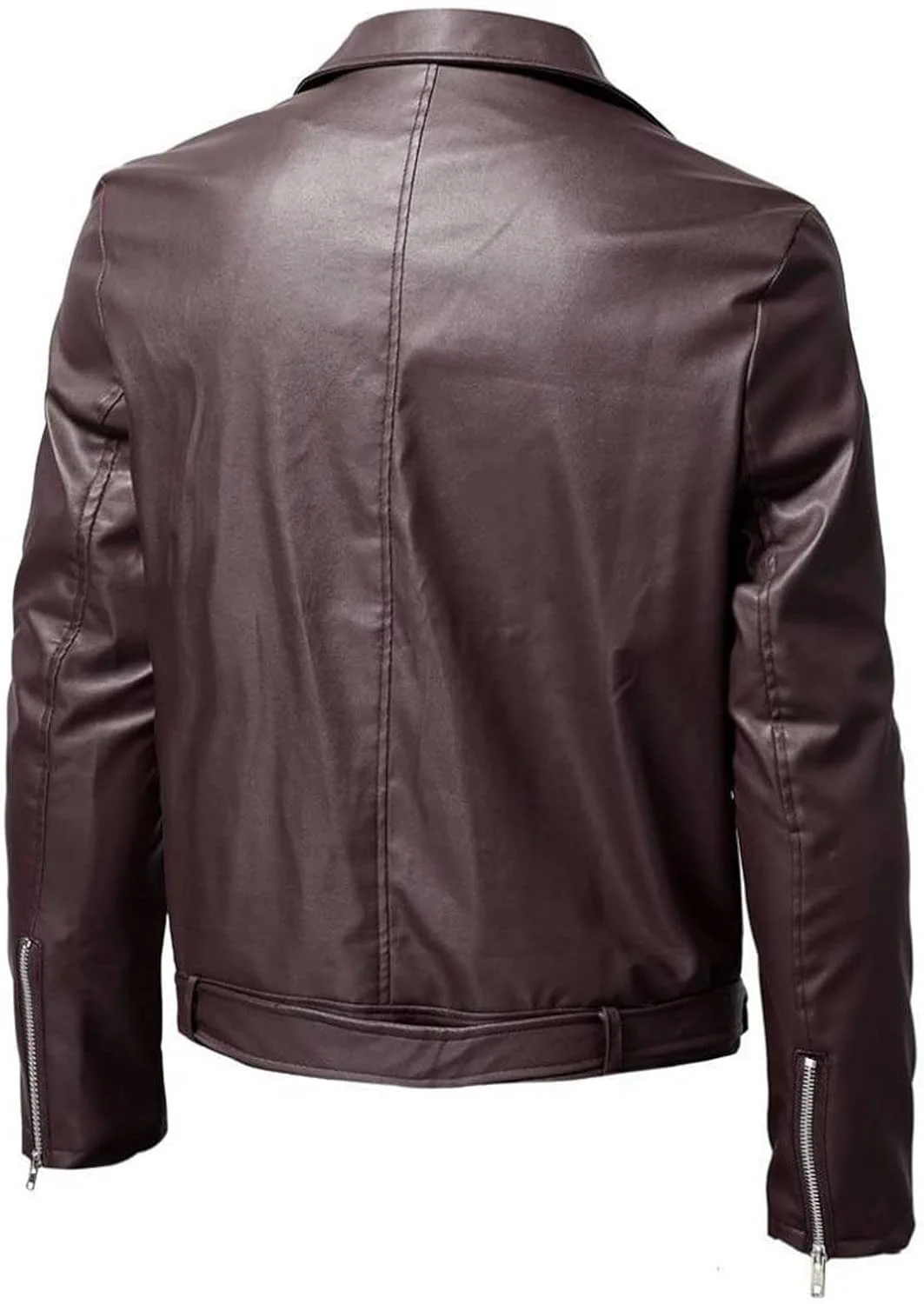 Кожаная куртка для мужчин, Faux Bomber Jacket, мотоциклетная куртка с лацканом-вырезом, Moto Biker Coat, застежка-молния, бомбер, верхняя одежда Generic, коричневый — фото 3