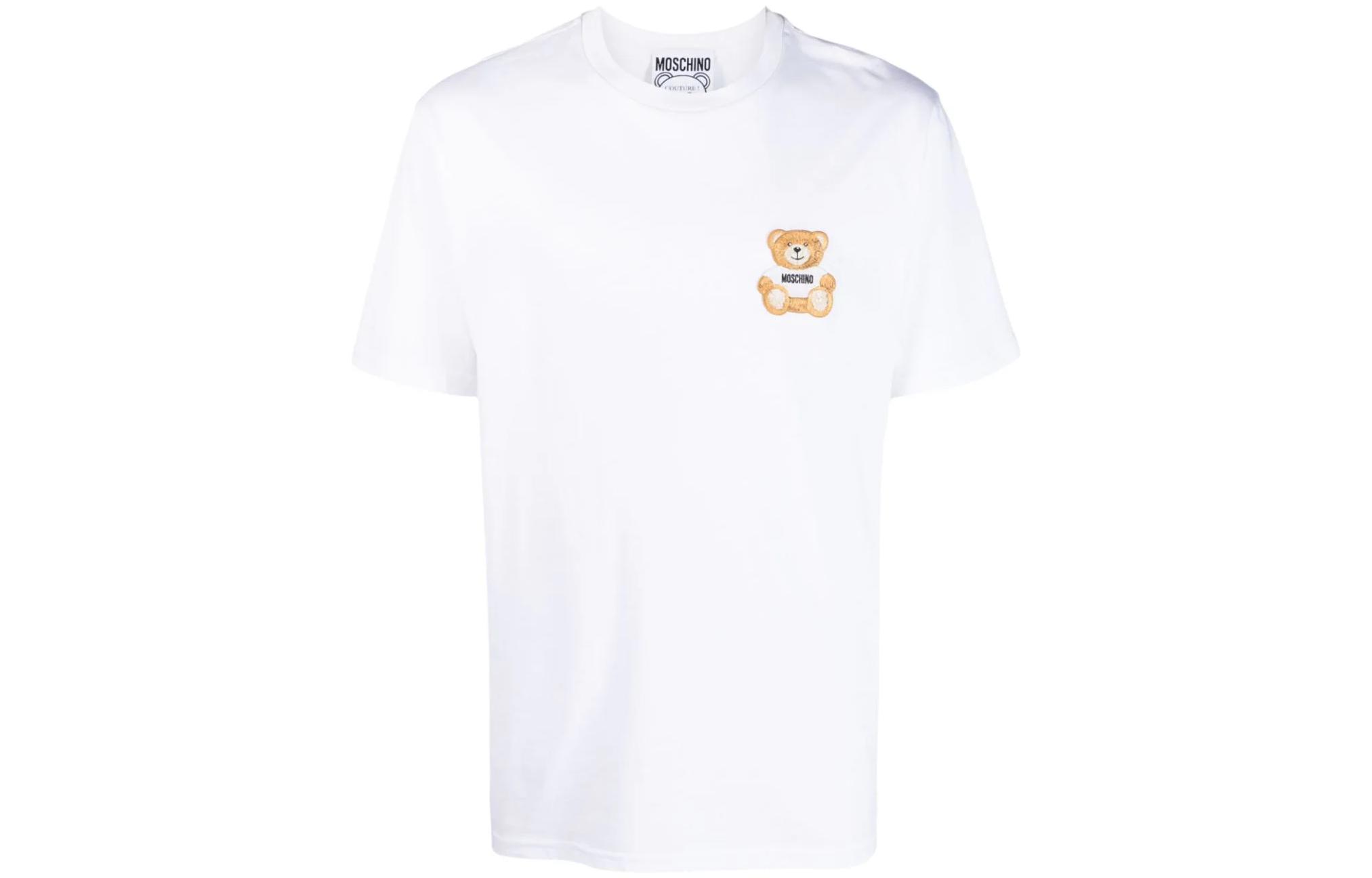 

Футболка из хлопка с вышивкой мишки MOSCHINO, белая