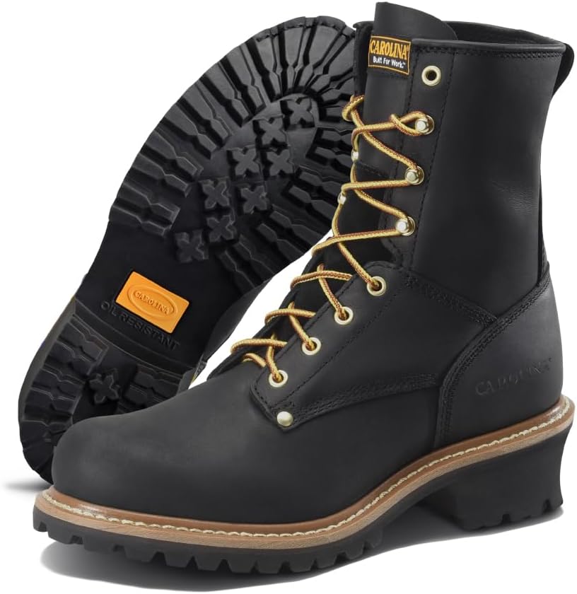 

Ботинки Carolina Elm 8 без подкладки - с амортизирующей стелькой и нескользящей шнуровкой - защита EH и ботинки для лесорубов, черный