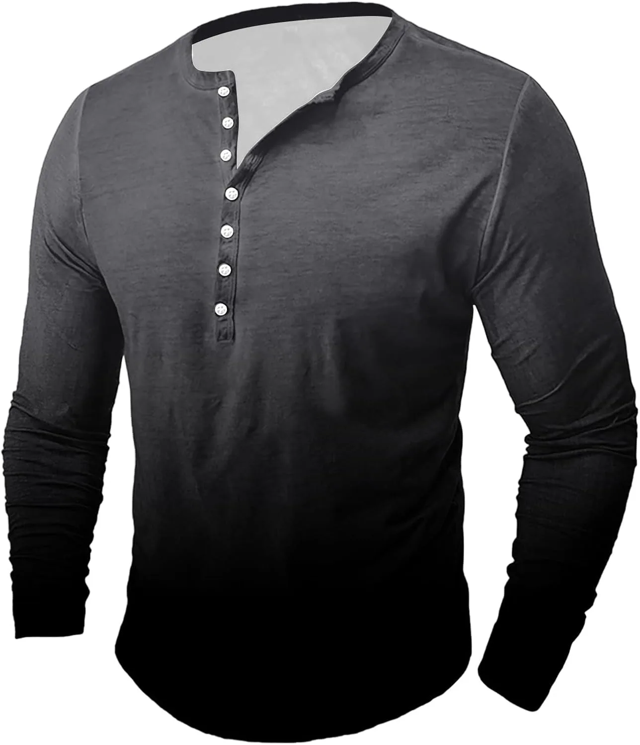 Мужская рубашка Casual Ombre Color Long Sleeve Henley — фото 2