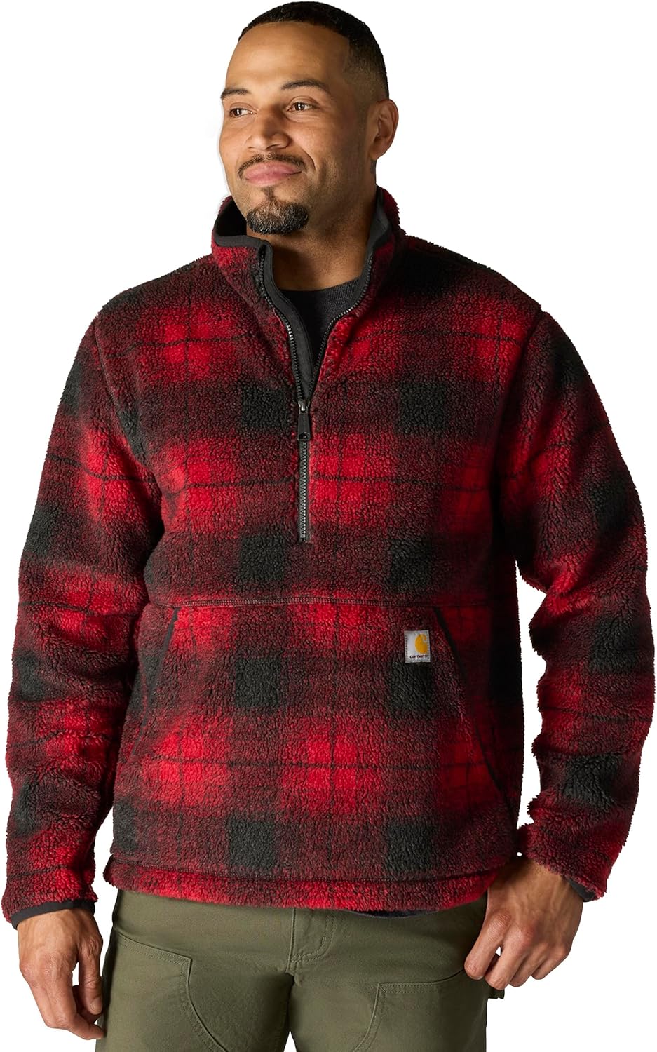 

Carhartt мужская свободная флисовая толстовка, Industry Red Ombre Plaid, Красный, Carhartt мужская свободная флисовая толстовка, Industry Red Ombre Plaid