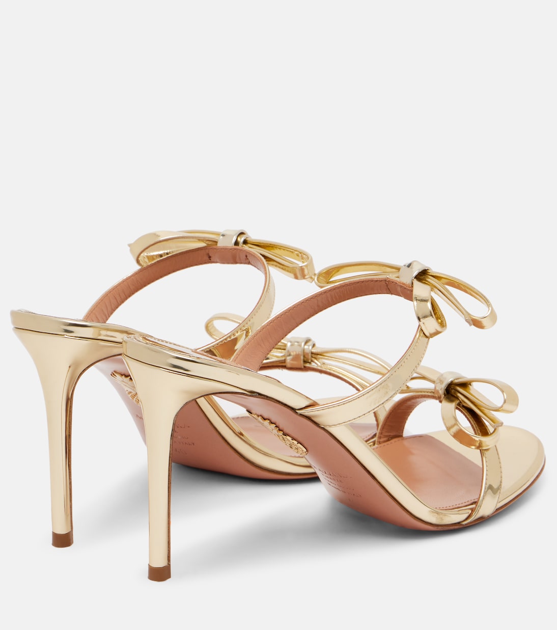 Соаве 85 мюли из искусственной кожи с зеркальным эффектом Aquazzura, Soft Gold — фото 2