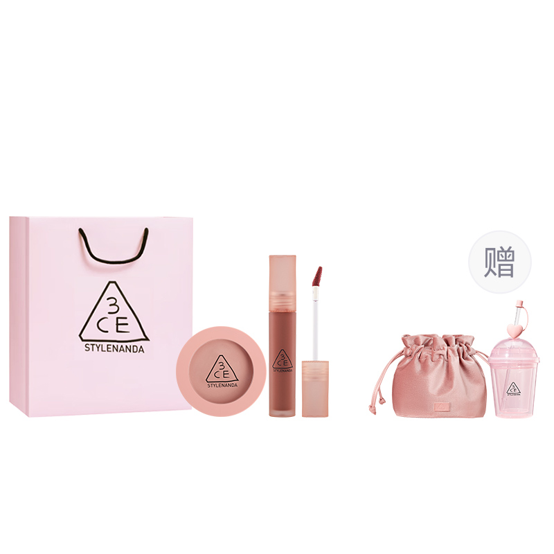 

Матовый набор для макияжа Mist легко растушевывается, стойкий контурный румянец+жидкая помада+мини жидкая помада+коробка 3CE