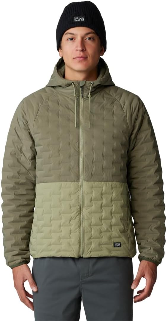

Мужская куртка с капюшоном Mountain Hardwear StretchDown Light на молнии, Stone Green, Mantis Green