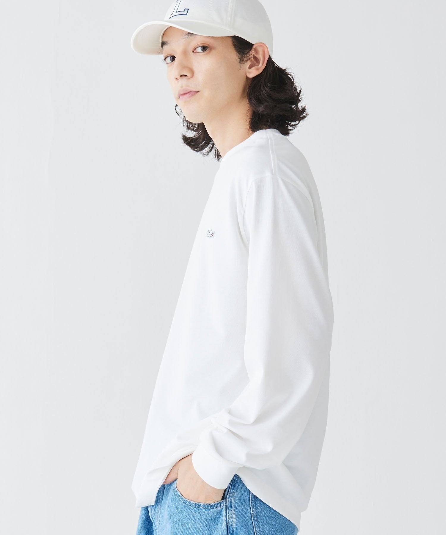 Базовая футболка с длинным рукавом / Футболка с длинным рукавом LACOSTE, White — фото 2