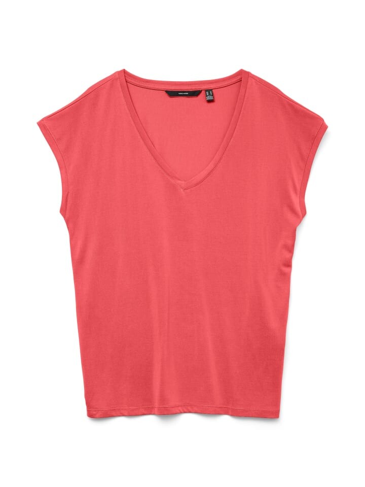 

Футболка Vero Moda Basic Stretch T-Shirt V-Neck VMFILLI, цвет Coral Pink