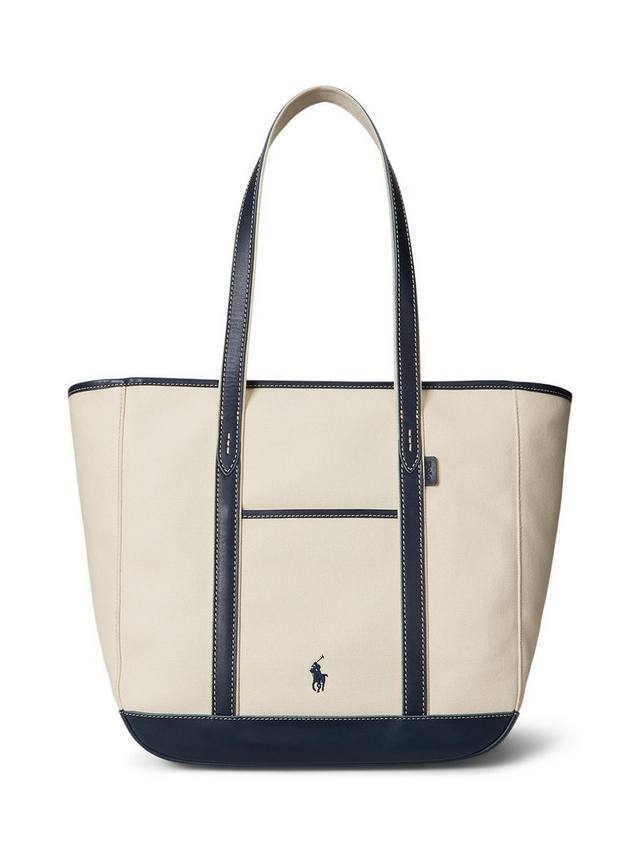 

Сумка-шопер Polo из холста с кожаными деталями Ralph Lauren, Ecru/Navy