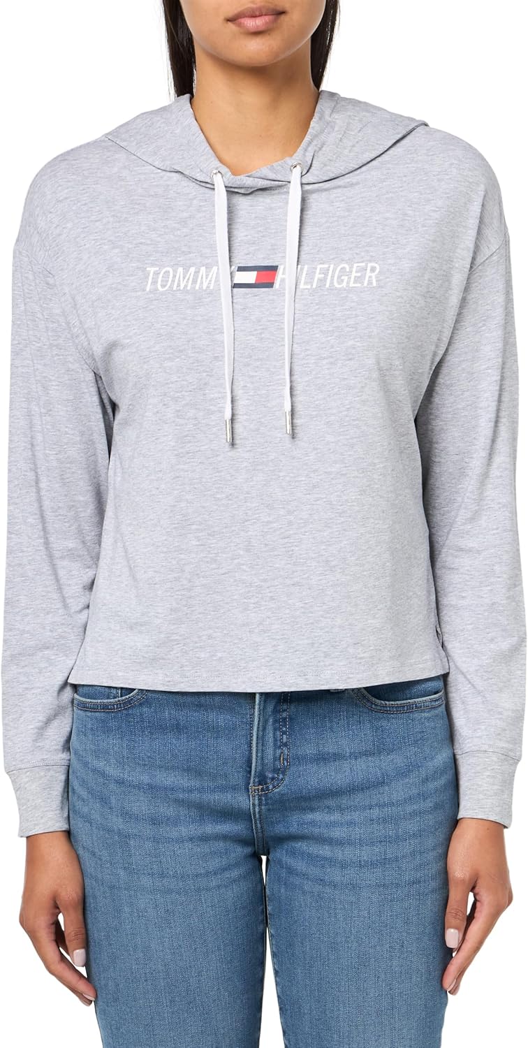 

Женская легкая толстовка с капюшоном и логотипом Tommy Hilfiger, Pearl Heather Grey