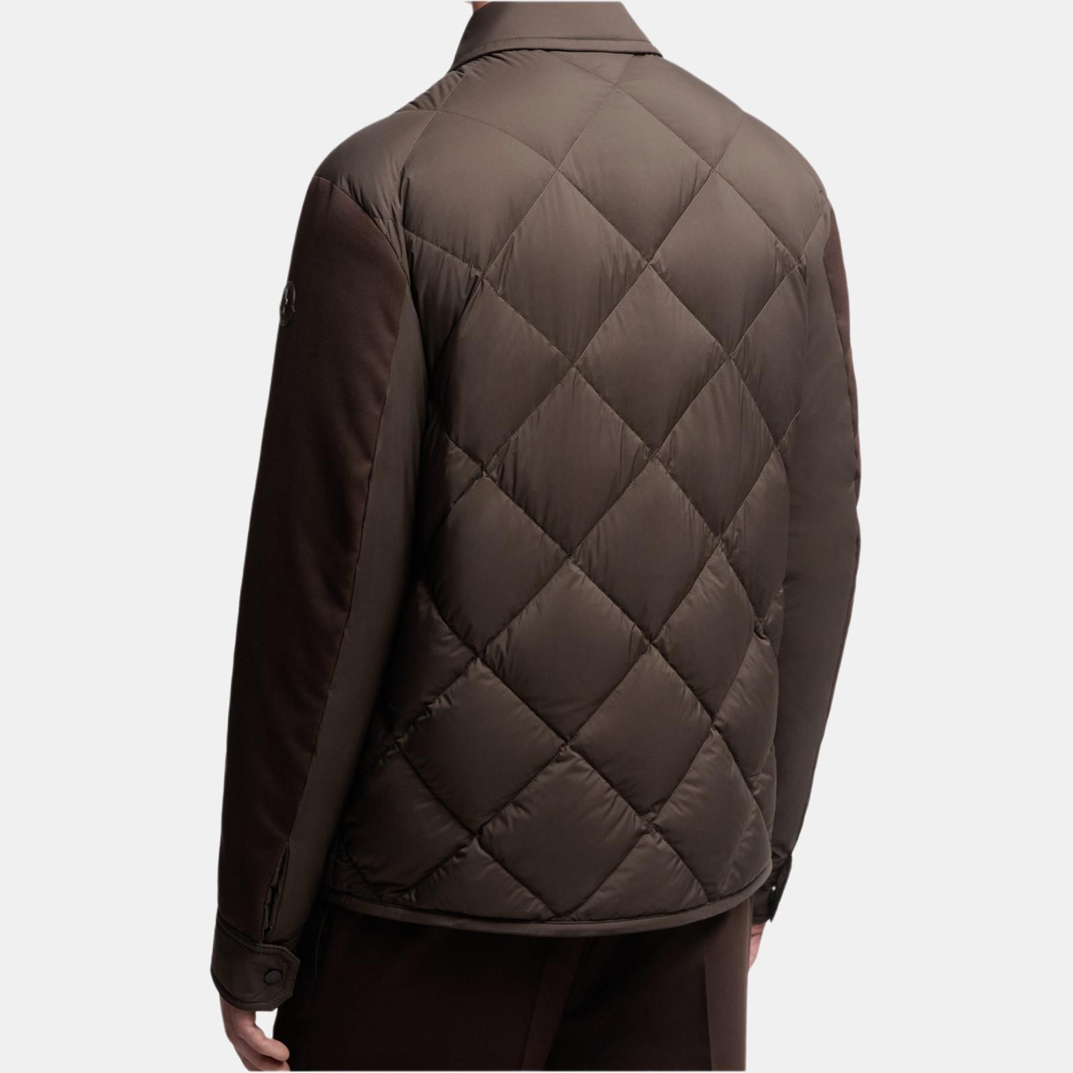 Пуховик с ромбовидной стежкой Moncler, коричневый — фото 3