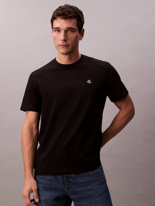 Хлопковая футболка Regular Fit с коротким рукавом и логотипом Monogram Calvin Klein, Black — фото 4