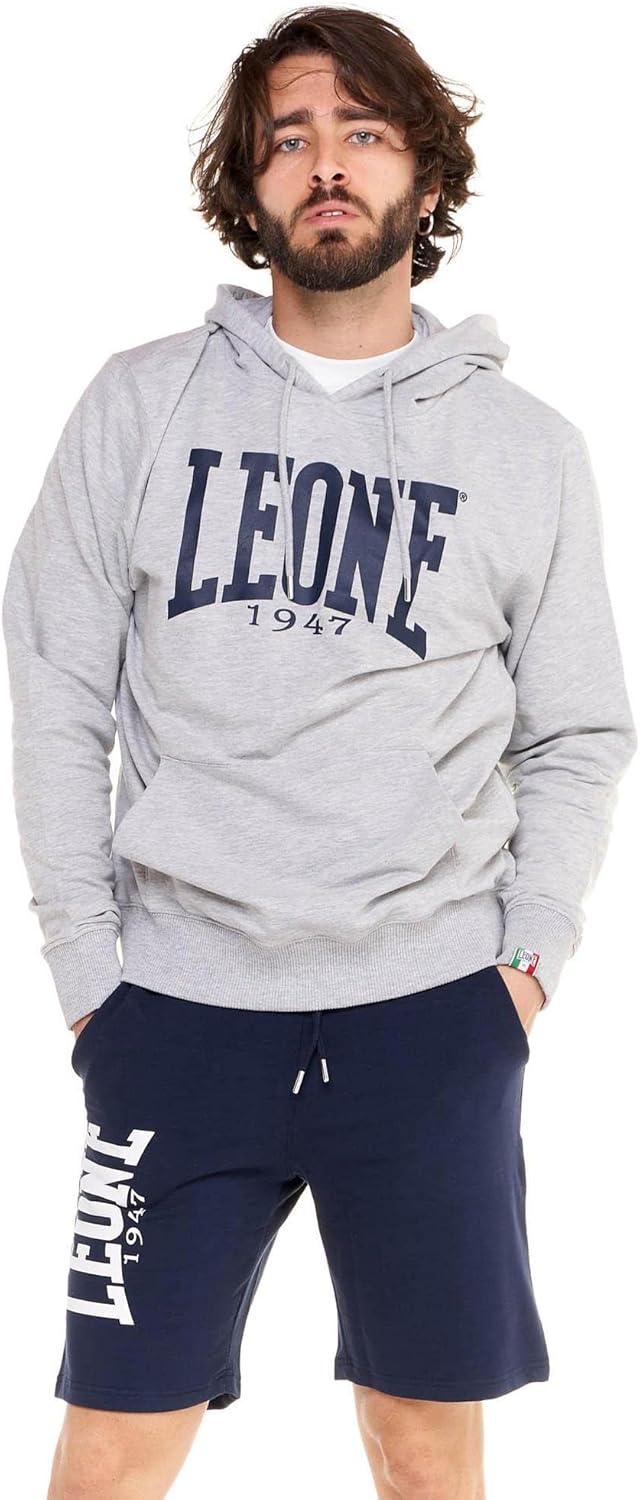 

Мужская толстовка с капюшоном Leone 1947 Apparel с большим логотипом, меланжевый серый