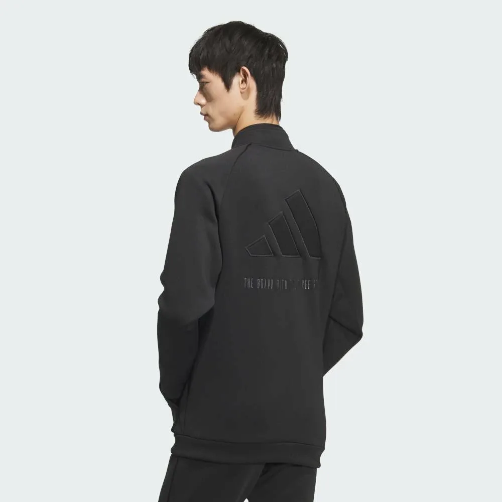 Куртка из картона, трикотажная, на молнии, с логотипом на спине Adidas, black — фото 2