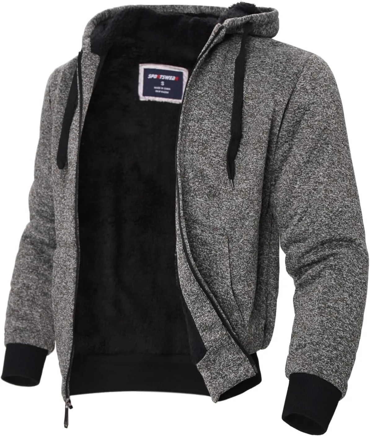 

LeeHanTon худи на молнии с подкладкой из шерпы для мужчин, утепленные, зимние