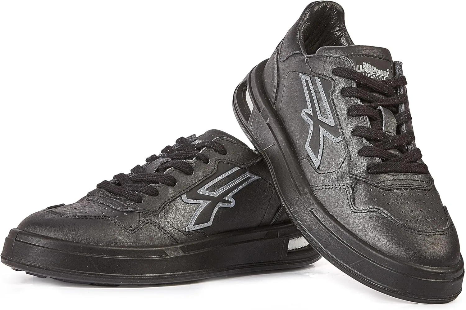 Кроссовки U-Power Urban Lifestyle Kal Sports Casual Shoes черного цвета из мягкой кожи, низкие, с нескользящей подошвой и вставкой Infinergy, идеально подходят для повседневного использования U Power — фото 4