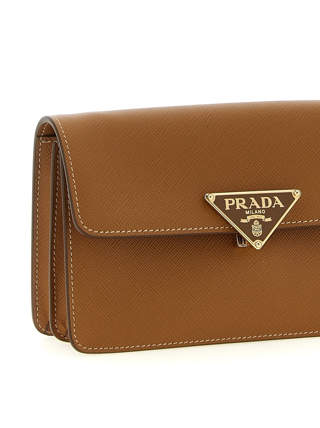 Миниатюрная кроссбоди-сумка из сафьяновой кожи Prada, бежевый — фото 3
