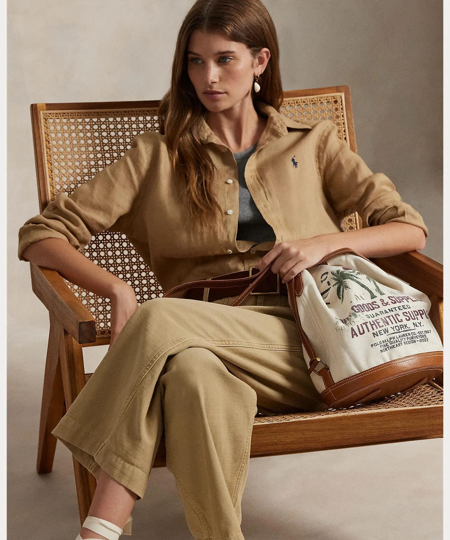 Женская рубашка POLO RALPH LAUREN Классическая модель из льна