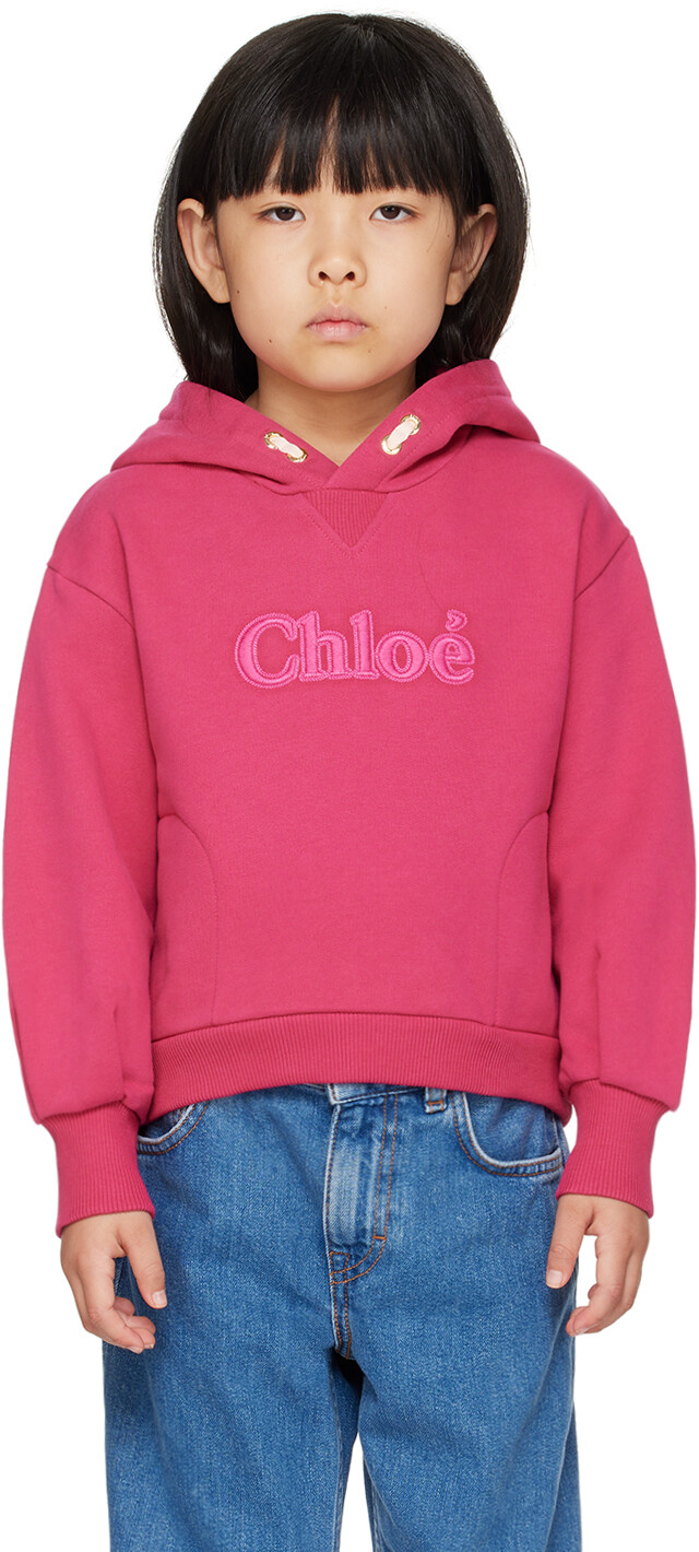 

Детская розовая толстовка с вышитым логотипом Chloe