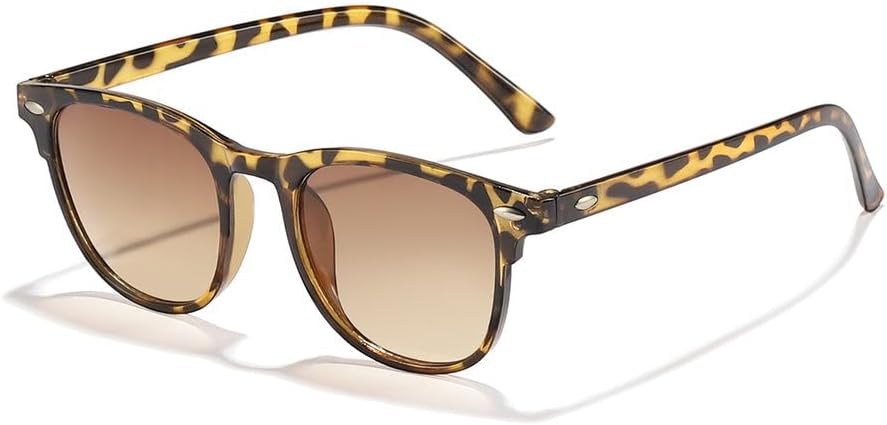 

Винтажные солнцезащитные очки с металлическими заклепками для женщин, в стиле ретро, ​​унисекс, классические, для активного отдыха и путешествий, модные очки с градиентной тонировкой HYYZZC, Leopard