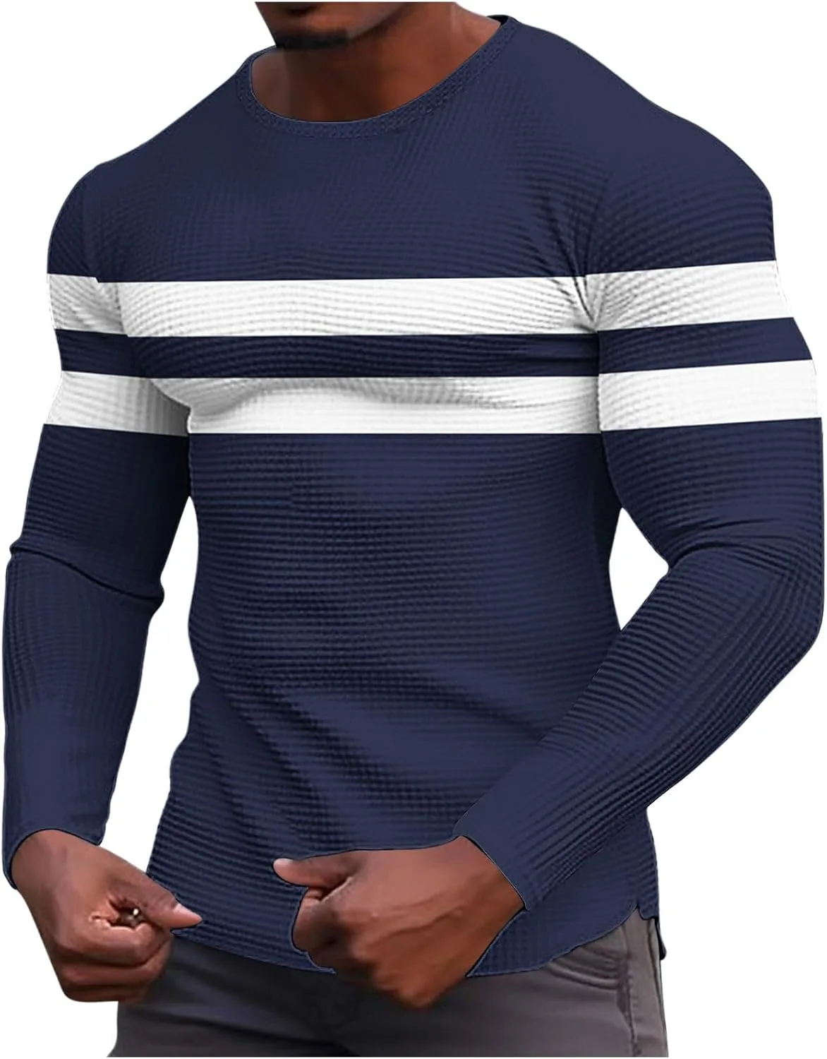 

Мужская футболка Athletic Shirts Breathable Waffle Knit Color Block Slim Fit Quick Dry