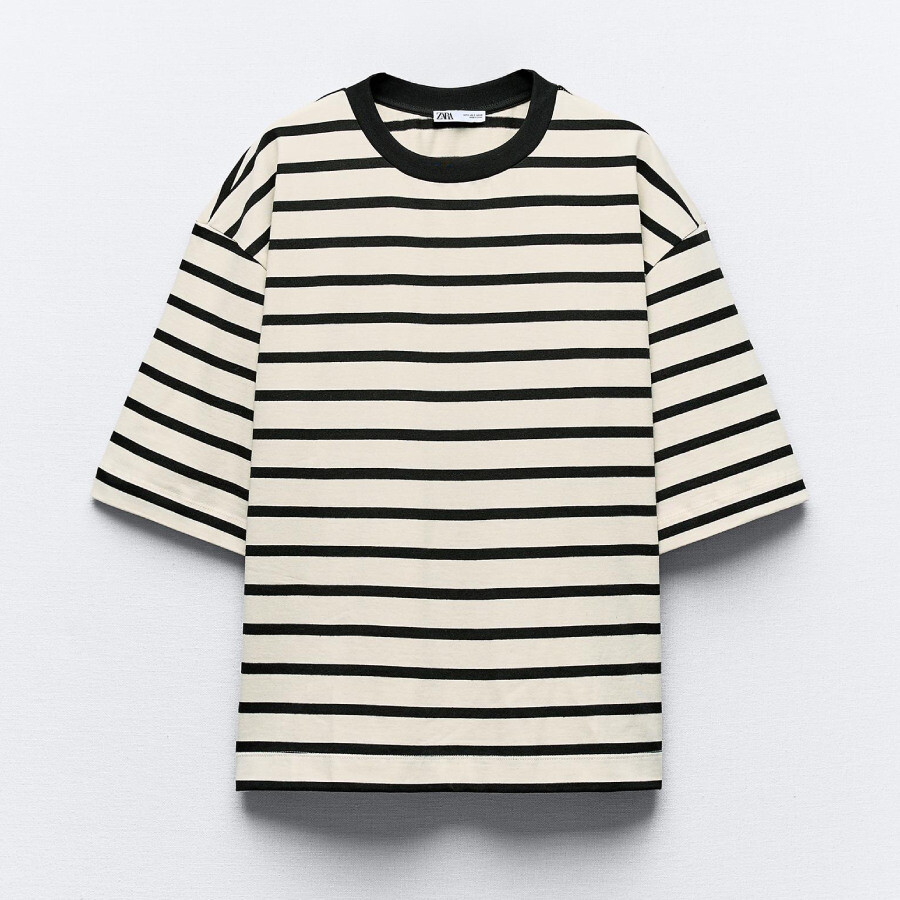 

Футболка Zara Oversize, черный/белый