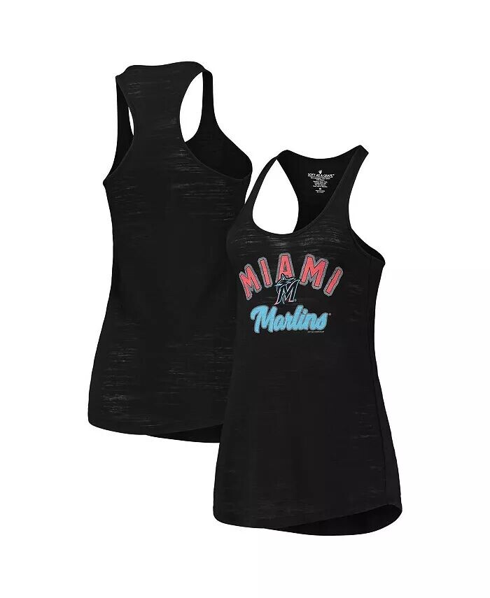 

Женская черная майка Miami Marlins Multi-Count Tri-Blend Soft As A Grape