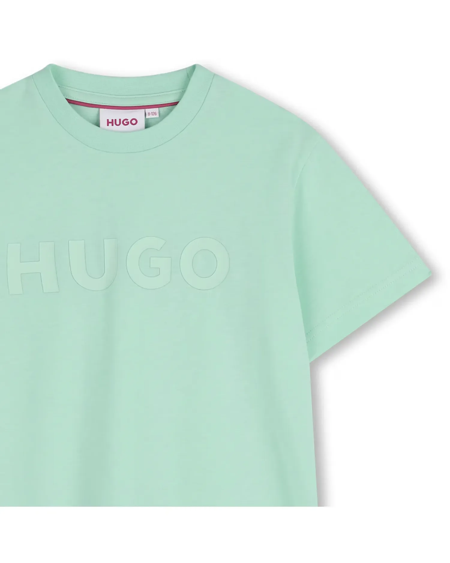 Детская футболка с коротким рукавом из однотонного хлопка Hugo, зеленый — фото 2