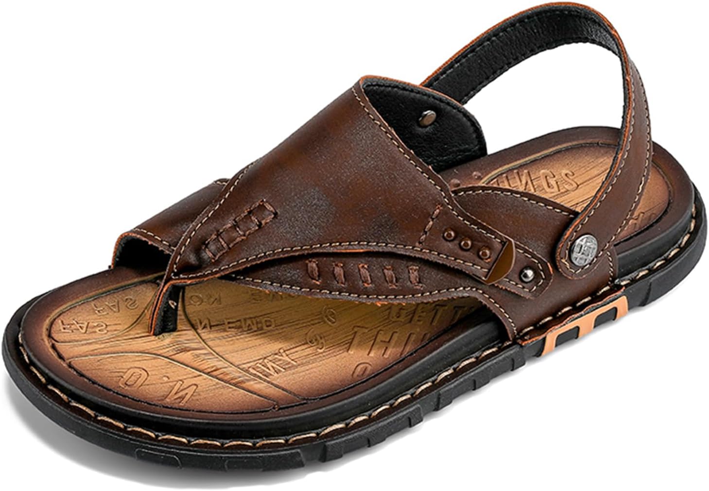 

Мужские кожаные сандалии Dacnakby с регулируемым ремешком, черные пляжные сандалии на липучке, с открытым носком, поддержкой свода, противоскользящие, мягкие и удобные шлепанцы