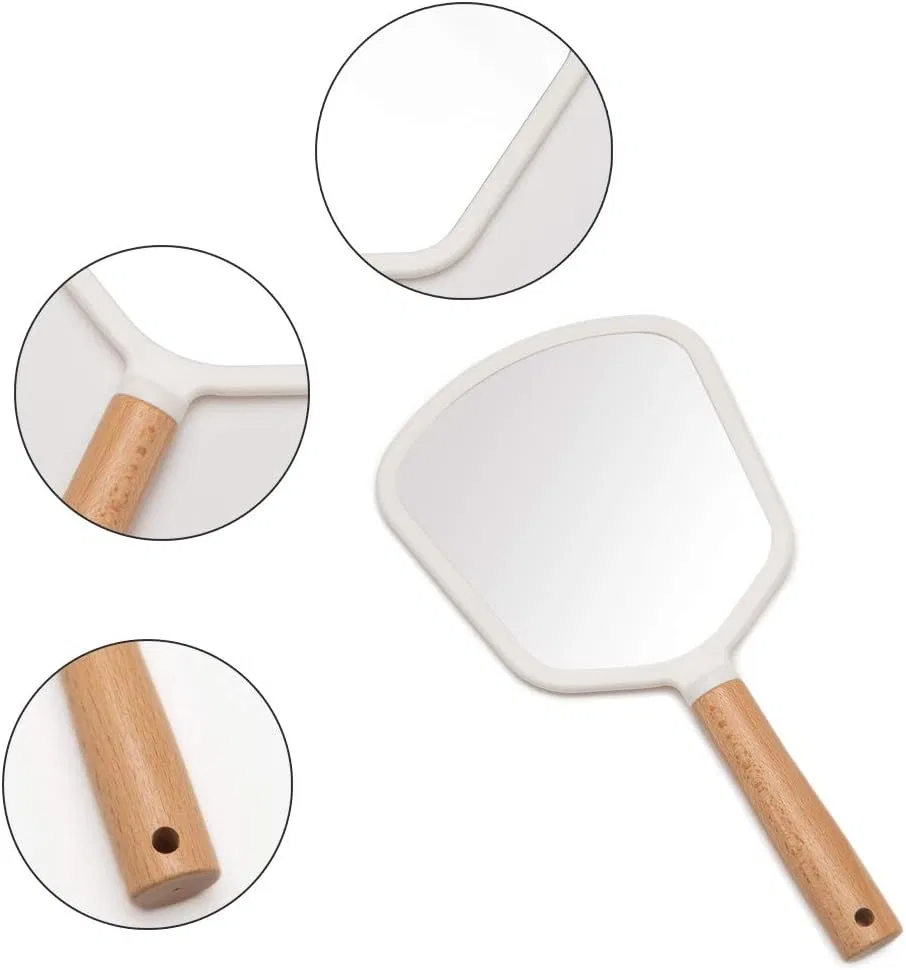 Ручное зеркало веерообразной формы с деревянной ручкой от YEAKE Yeake, Fan Shape + White — фото 4