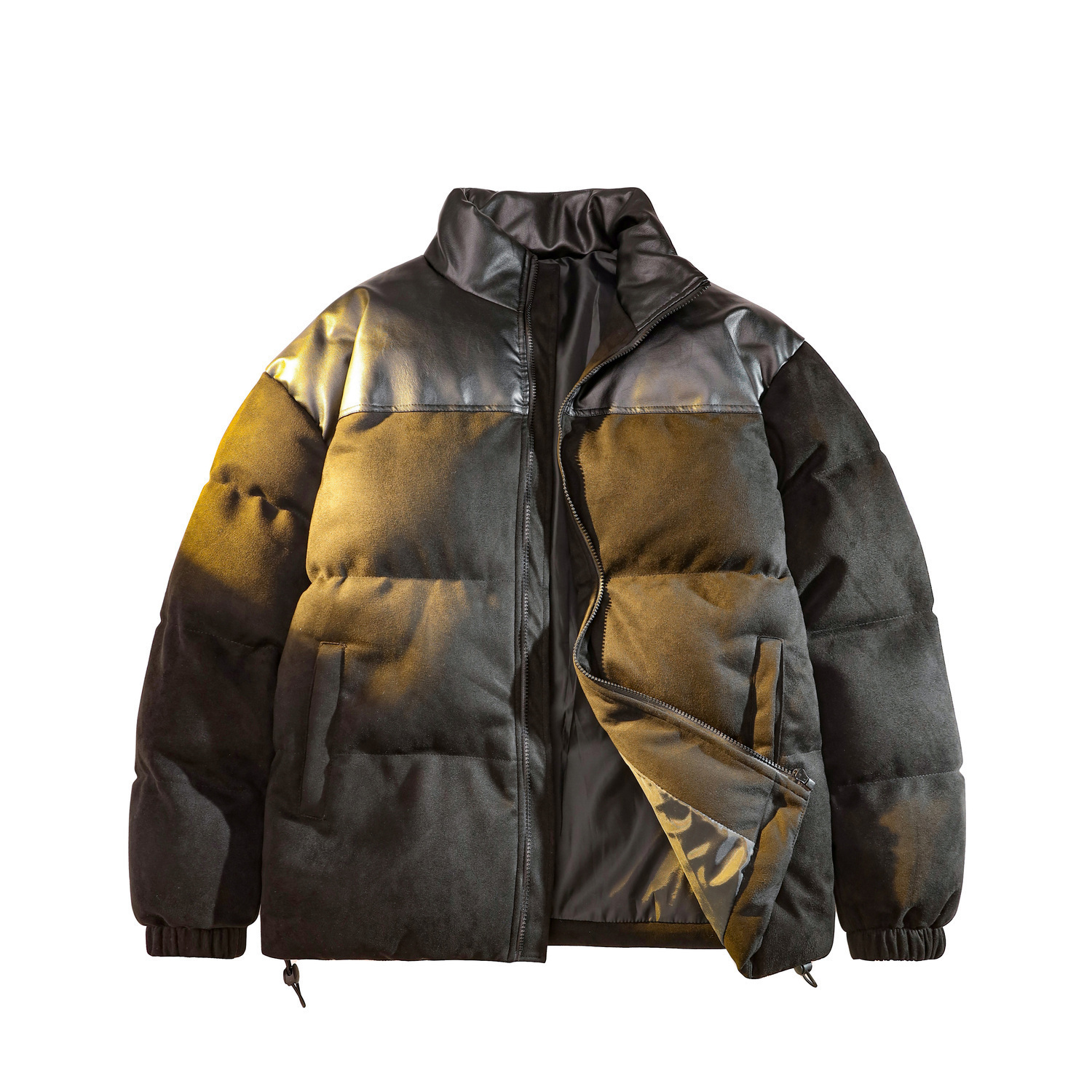 

BRUMAIRE Пуховик Unisex, Black Patchwork PU Style