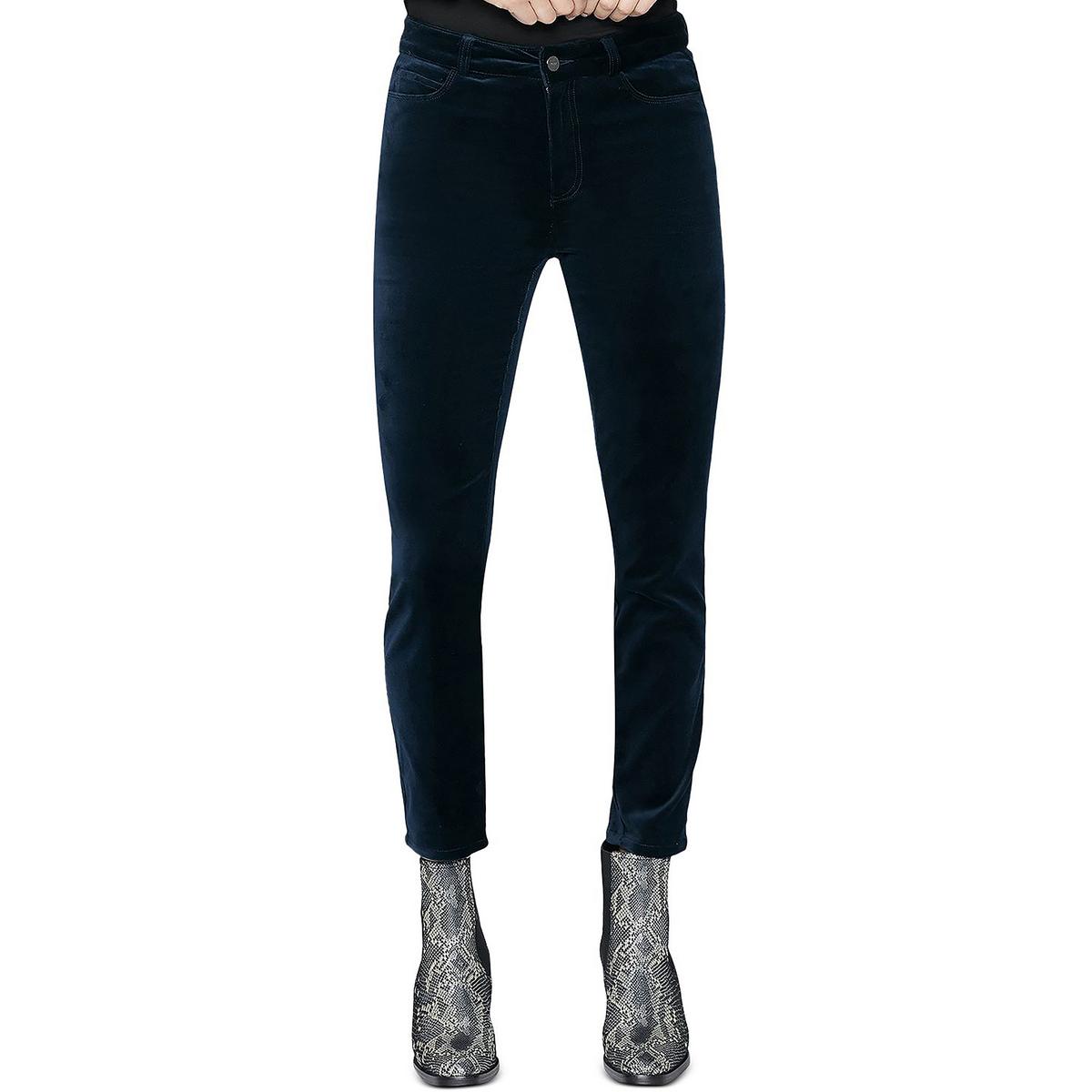 

Женские бархатные брюки Hoxton с высокой посадкой и щиколоткой Paige, цвет deep navy