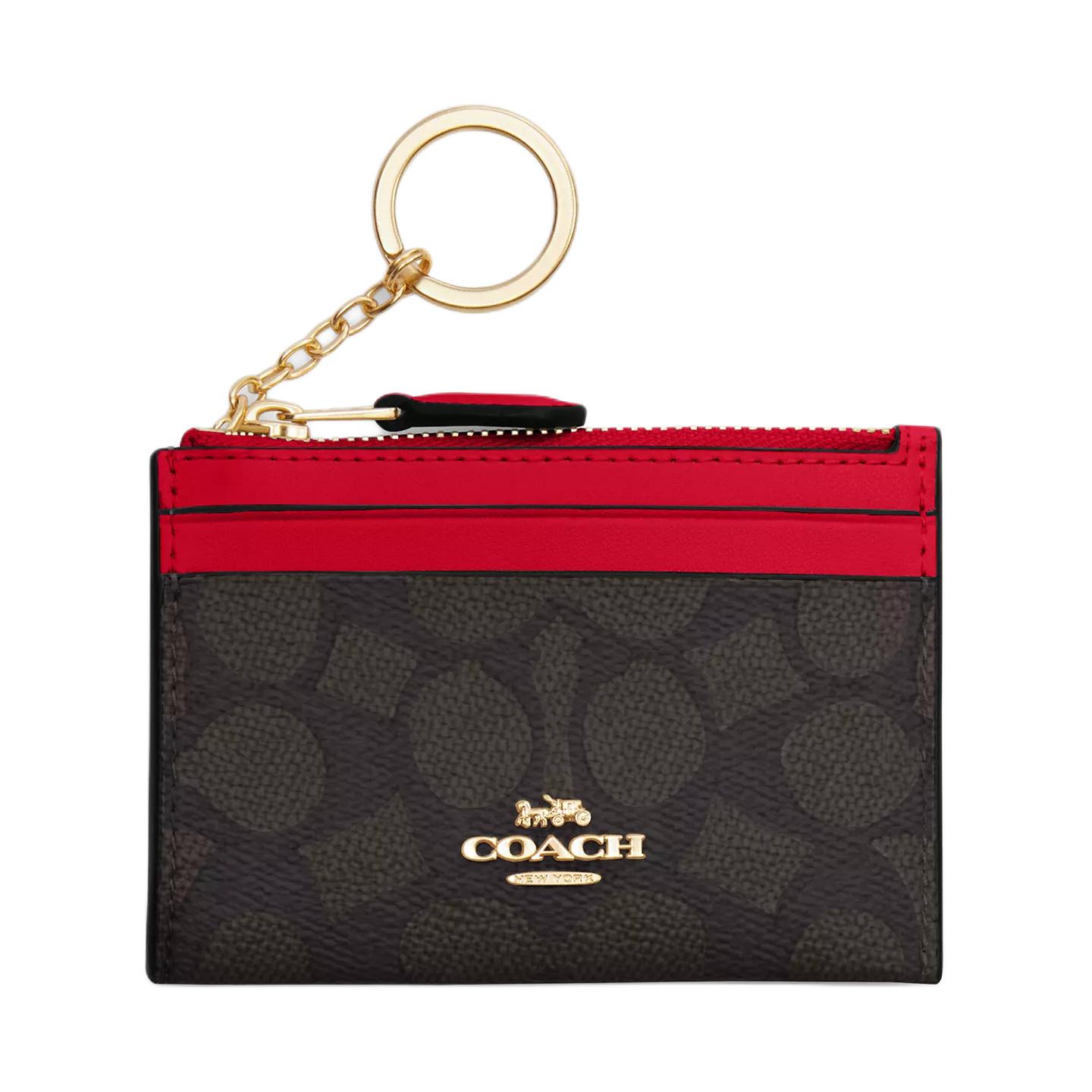 

COACH Миниатюрный женский картхолдер из лакированного полотна красный, Red
