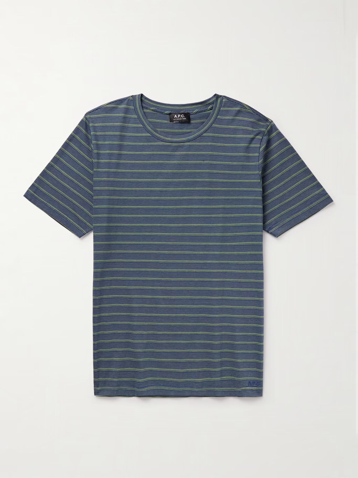

Футболка из хлопкового джерси с вышитым логотипом Aymeric Striped A.P.C., синий