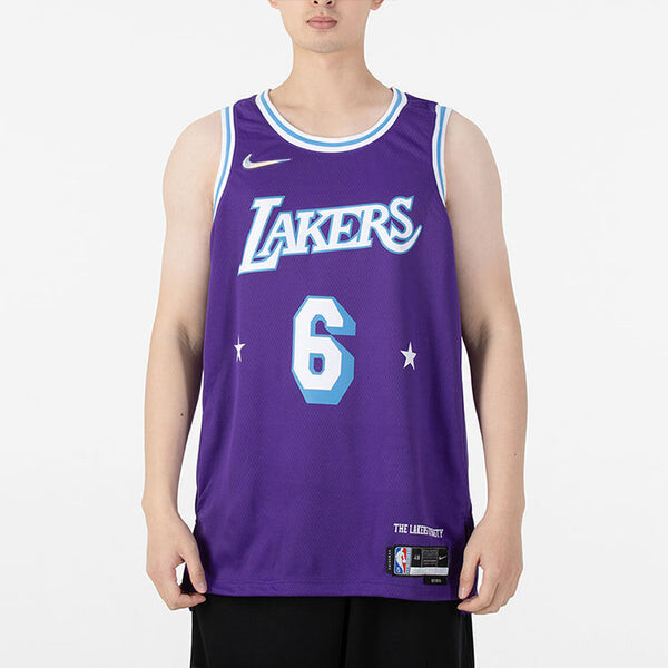 Майка Men's Nike NBA Retro Basketball Jersey/Vest SW Fan Edition Los Angeles Lakers Lebron James No. 6 Purple, фиолетовый — фото 3