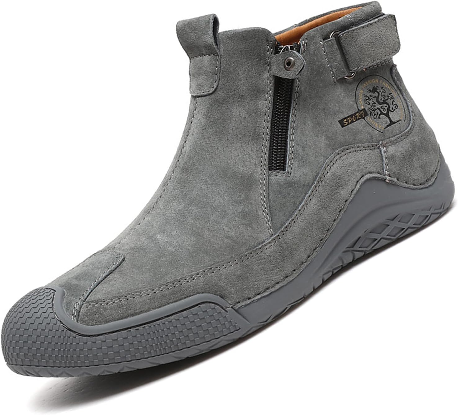 

Мужские лоферы DirraBra с ручной прошивкой, кожаные, повседневные, с модной боковой молнией, нескользящие, чукка, удобные для улицы, с теплой подкладкой из меха, классическая обувь, серый