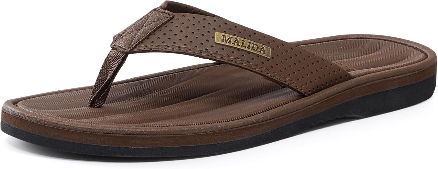 Мужские сланцы MALIDA, нескользящие, для ванной и душа, водонепроницаемые, с амортизирующей мягкой подошвой, для дома и улицы, вьетнамки, Dk Wood — фото 2