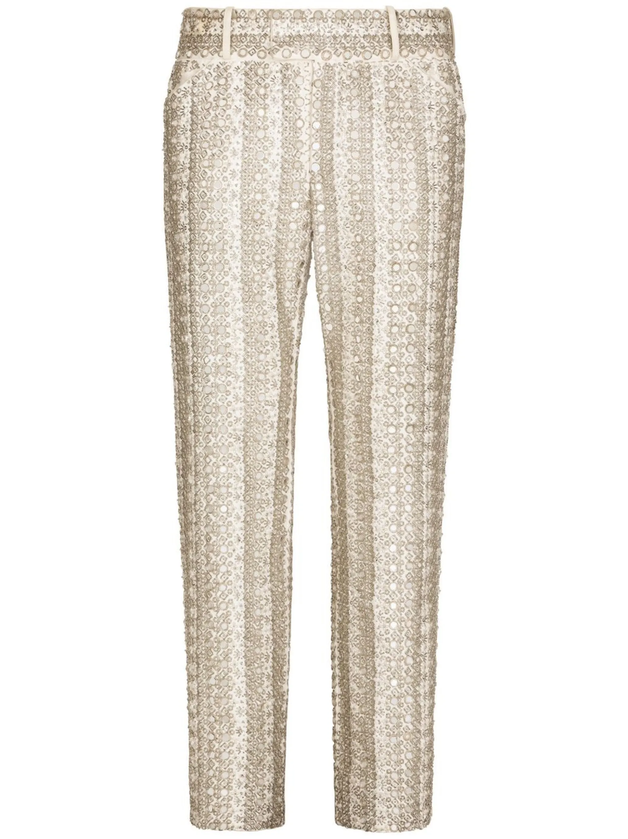 

Брюки строгого кроя с вышивкой Dolce & Gabbana, белый