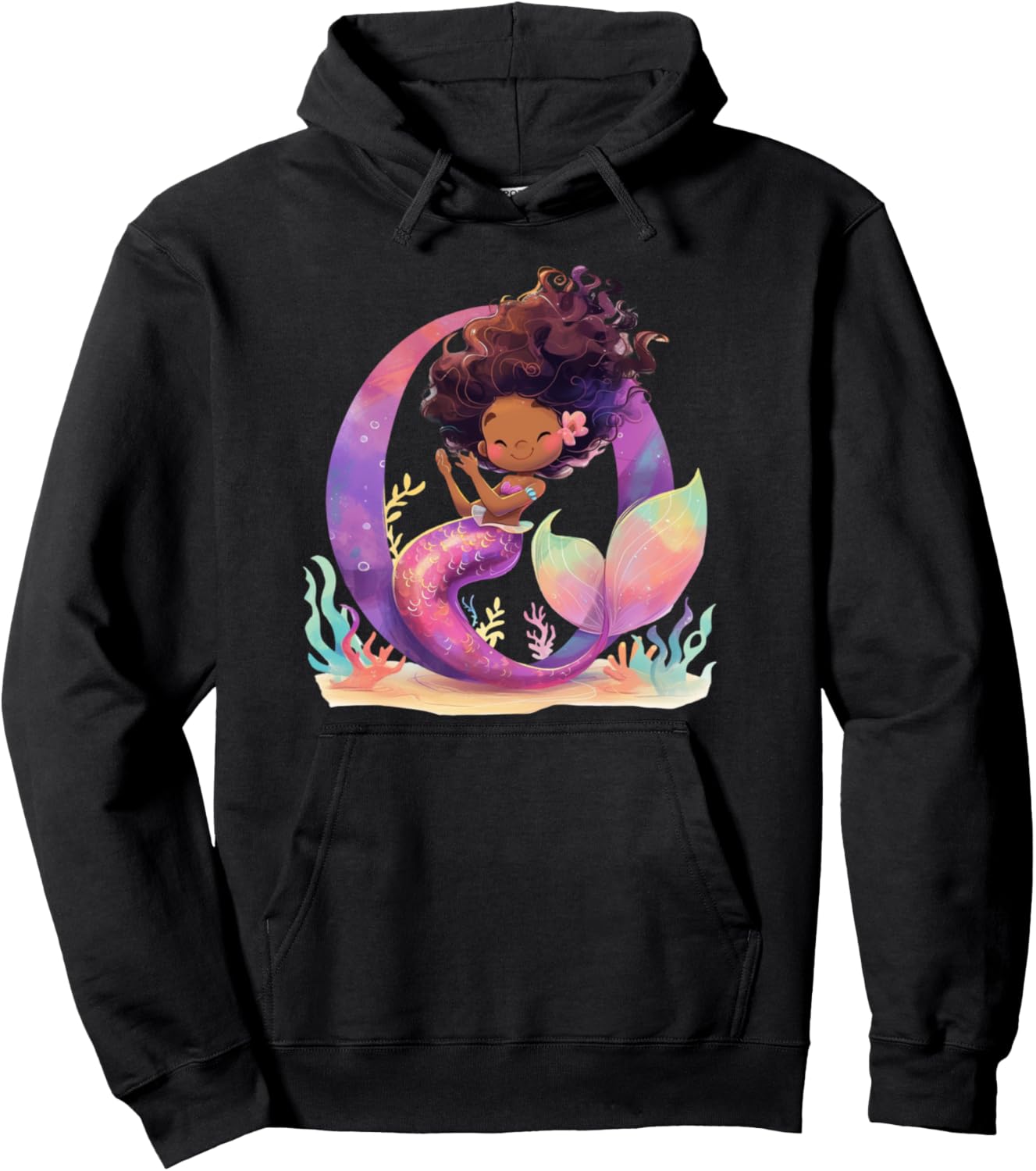 

O Начальная буква алфавита Меланин Черный Русалка День рождения O Худи Black Mermaid Tees Nyc