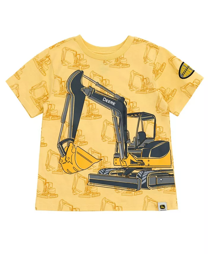 

Футболка для мальчиков с принтом строительной тематики John Deere, желтый