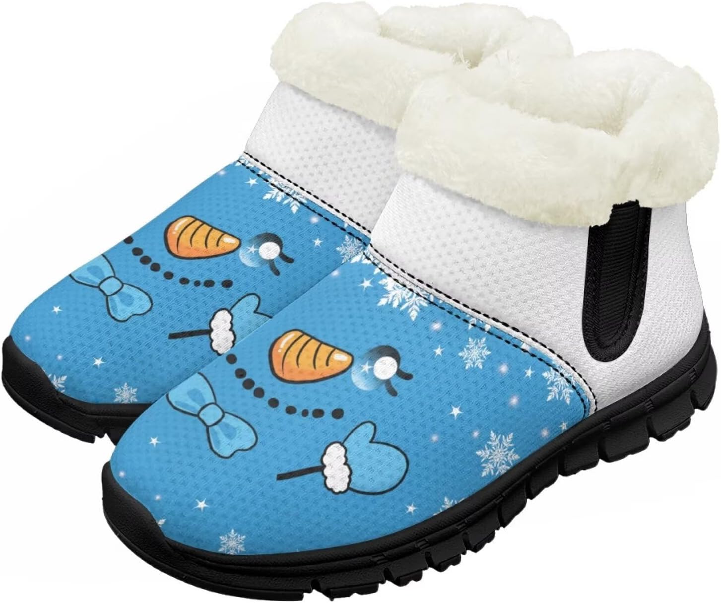 

Детские зимние ботинки Chririnla для девочек и мальчиков, нескользящие, с меховой подкладкой, теплые, для улицы, легкие в надевании и снятии, Cute Snowman