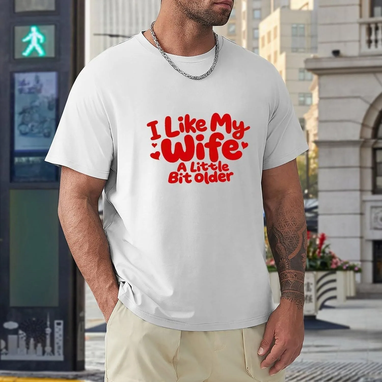 Футболка Men I Like My Wife A Littles Bit Older, винтажная, мягкая, повседневная, классическая, модная Generic, белый — фото 2