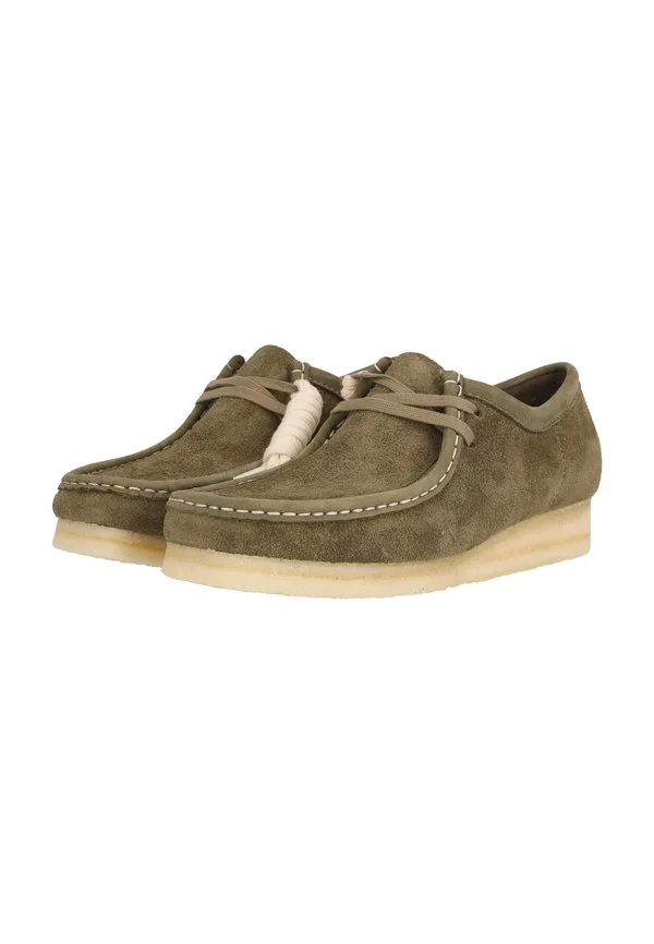Повседневные кроссовки wallabee на шнуровке Clarks Originals, Pale Khaki Suede — фото 2