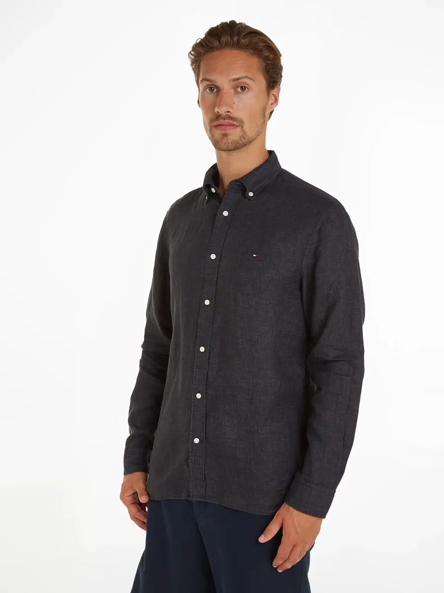 

Льняная рубашка Tommy Hilfiger "PIGMENT DYED LI SOLID RF SHIRT", черный