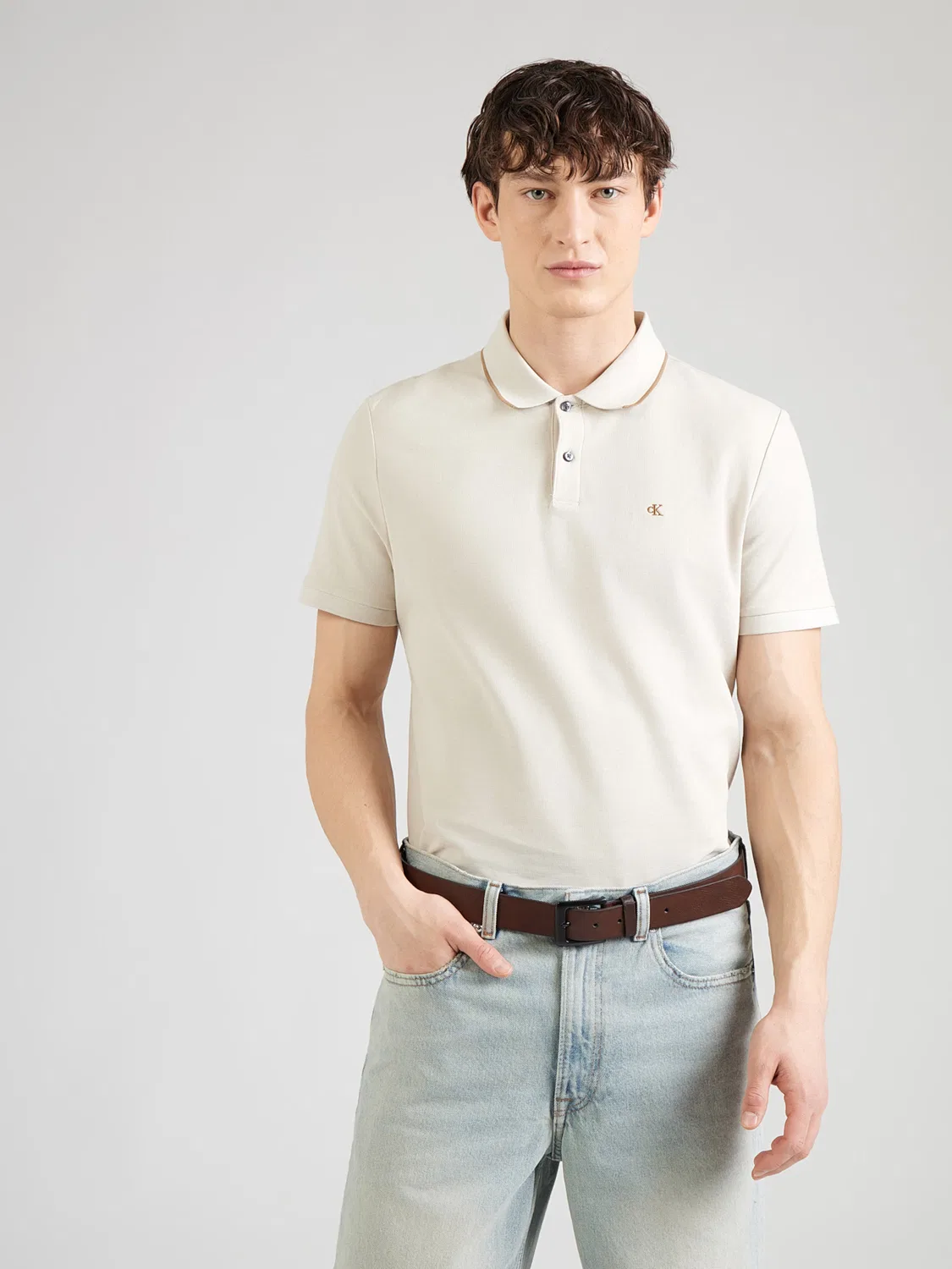 Рубашка Calvin Klein CLSS бежевого цвета — фото 2