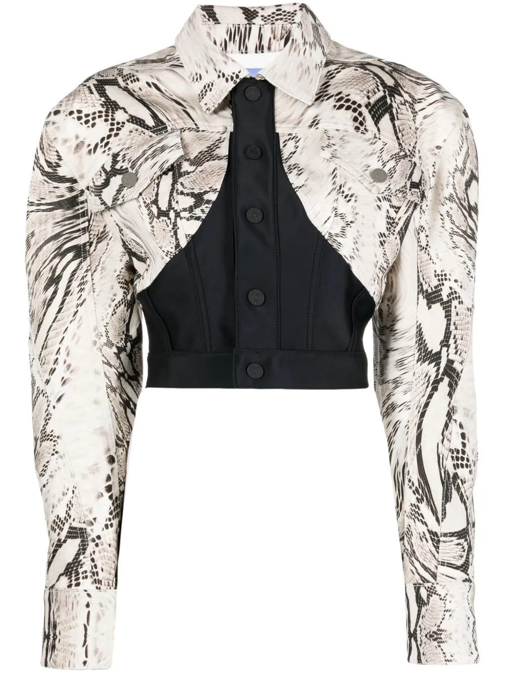 

Укороченная джинсовая куртка Snake со вставками Mugler, нейтральный