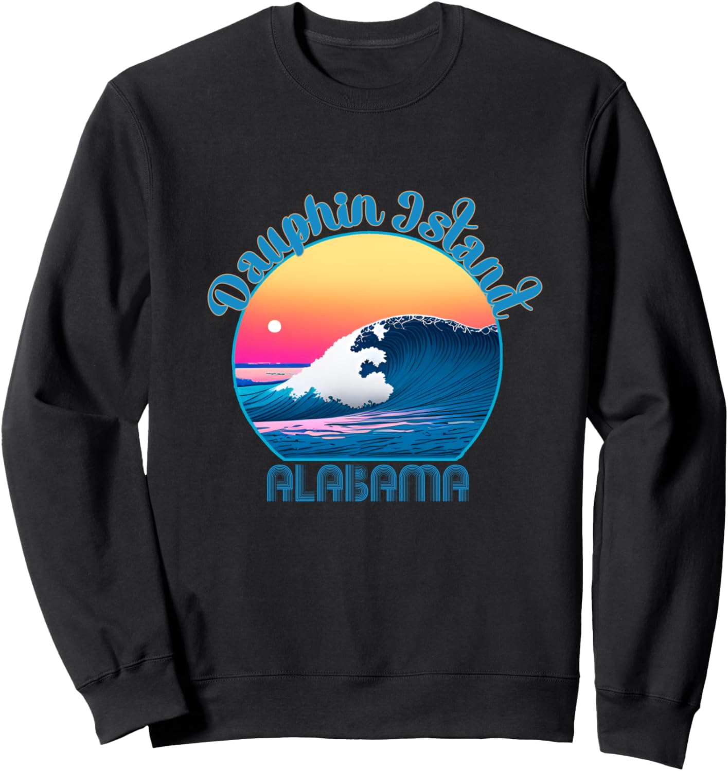 

Толстовка острова Дофин, ретро-толстовка с изображением острова Дофин Dauphin Island Vacation Clothing & Beachwear, черный