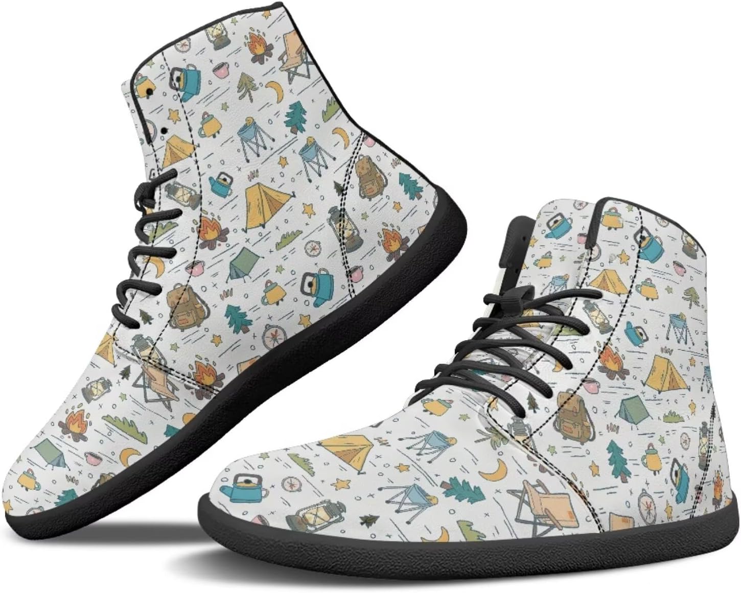 

Охотничьи ботинки Binienty Barefoot для мужчин и женщин, водонепроницаемые, из искусственной кожи, высокие, с поддержкой лодыжки, спортивная обувь, Cartoon Camping Pattern