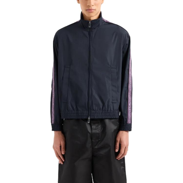 Куртка Full zip Blouson In Light Nylon With Logo Tape EMPORIO ARMANI, синий — фото 4