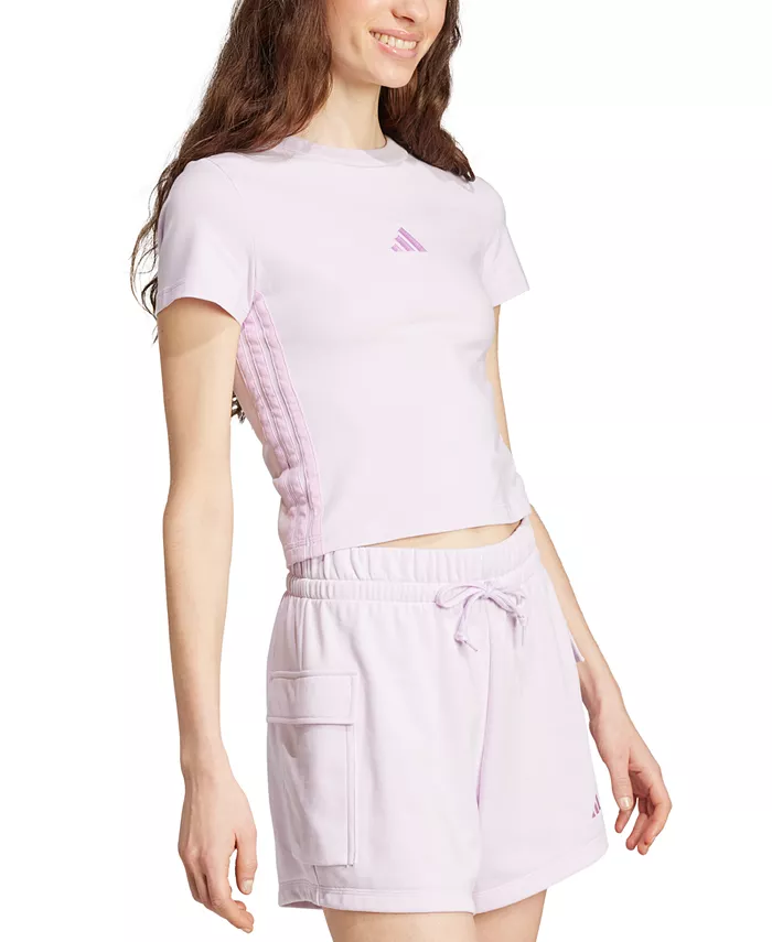 

Женская базовая футболка с тремя полосками Essentials 3 Stripes Slim Baby adidas, фиолетовый