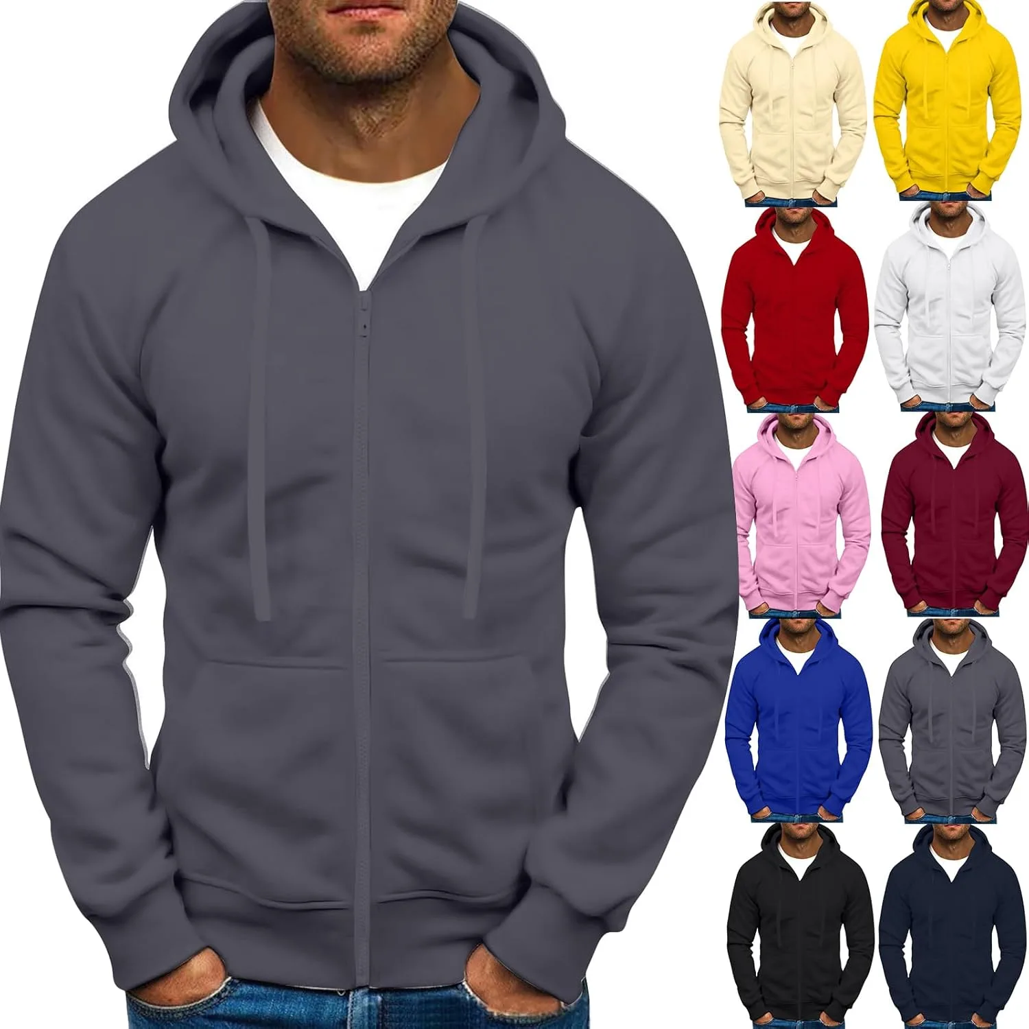 

Толстовка с капюшоном Full-Zip для мужчин, Oversized, с карманами