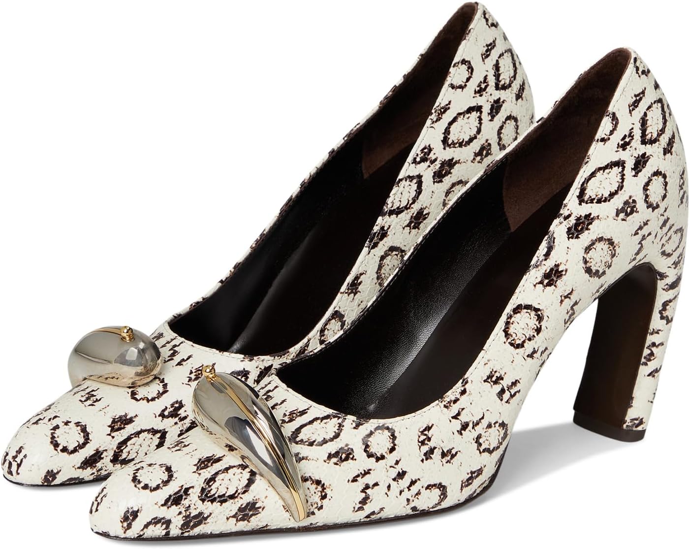 Туфли Tory Burch Women's Pierced Xl Pumps 90mm, Black/White Roccia/Silver
